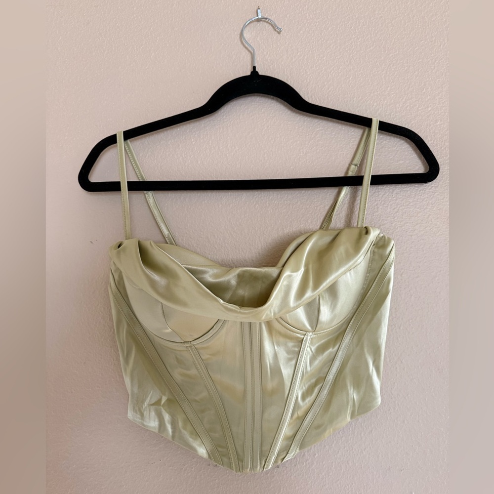 Satin Corset Top in Light Green